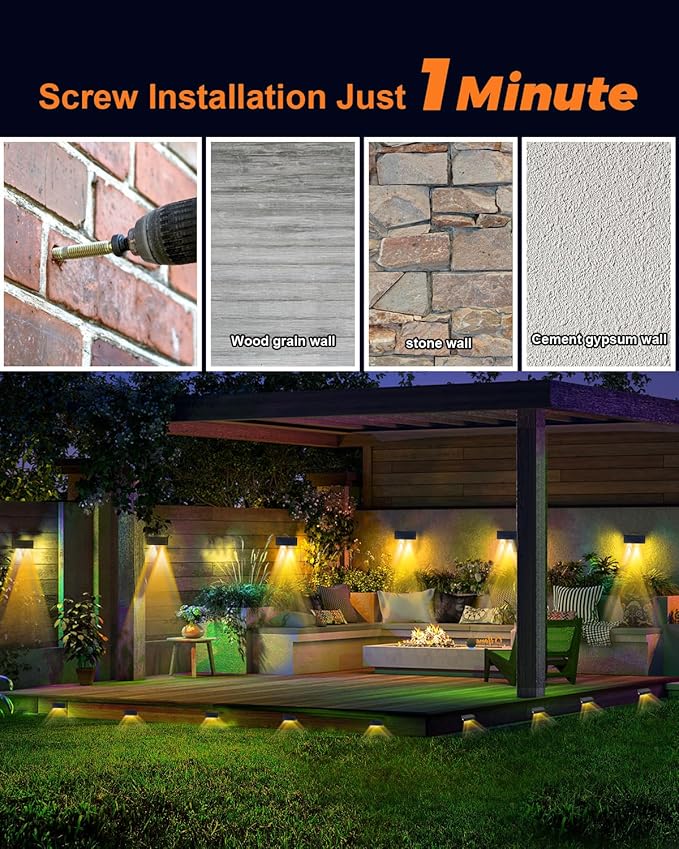 Solar Fence Lights Outdoor Waterproof LED Spot Lens for Step, Wall, Deck, Patio, Yard, Rail, Garage, Pool, Stair, Walkway, Garden Landscaping Enhanced Security Easy Install Warm White 16 pack