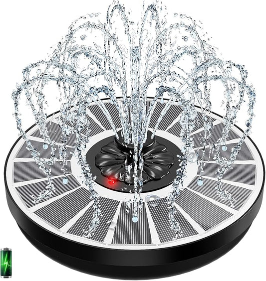 Yzert Solar Fountain with 2000mAh Battery & Innovative Indicator, 3.5W Glass Solar Water Fountain Pump Works in Cloudy Day with 7 Nozzles for Bird Baths, Gardens, Ponds, Pools, Outdoors (White)