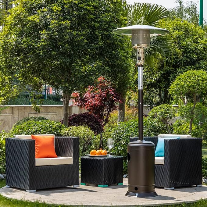 Outdoor Heaters for Patio, 47000 BTU Propane Patio Heater with Wheels, 88" Tall Buddy Heater with Safety Tilt Switch for Backyard Home Garage and Commercial, Mocha