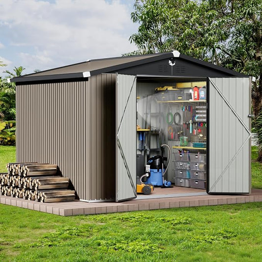 Outdoor Storage Shed 10x8 FT,Metal Tool Sheds,Waterproof Outside Storage Shed,Large Storage Building with Lockable Door by Sannwsg