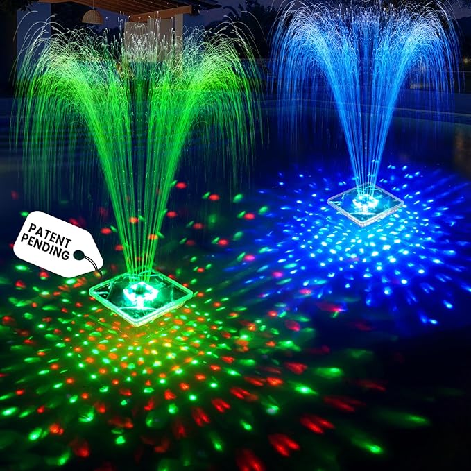 Upgraded Solar Pool Fountain with Lights, 9.5'' Large Solar Floating Pool Fountain with Anchor, Above Ground Pool Water Fountains Pump,Swimming Pool Fountains for Inground Pool Purple-1PC
