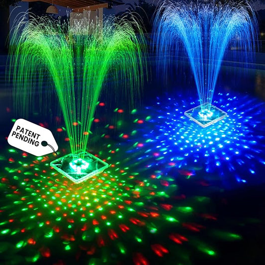 Upgraded Solar Pool Fountain with Lights, 9.5'' Large Solar Floating Pool Fountain with Anchor, Above Ground Pool Water Fountains Pump,Swimming Pool Fountains for Inground Pool Purple-1PC