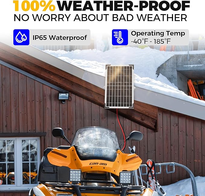 Voltset Solar Battery Trickle Charger: 10 Watt 12V Solar Panel Maintainer for Car Boat - Waterproof Monocrystalline Solar Charger with Controller for RV Marine Trailer Truck Motorcycle - Image 7