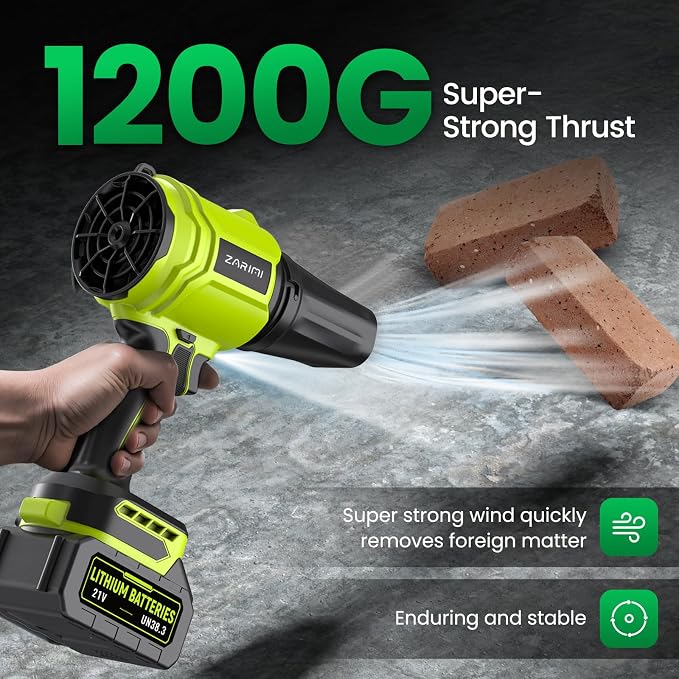 YUQUESEN Cordless Leaf Blower, 980,000 RPM Handheld Leaf Blower with 2 X 4.0Ah Batteries & Charger, Lightweight Leaf Blowers for Patio Cleaning, Lawn Care, Leaves, Dust - Light Green - Image 4