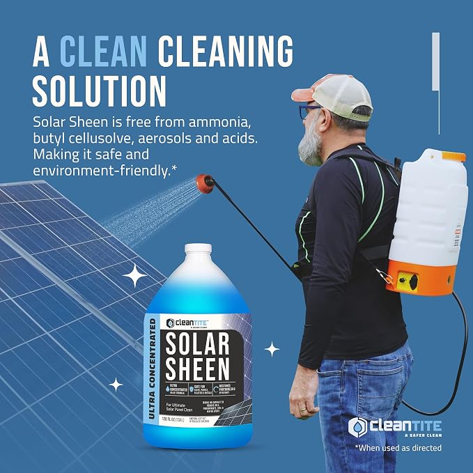 Solar Panel Cleaner 1 Gallon (Makes 512 G) - Super Concentrated Cleaning Solution for Glass, Metal, Wood & Plastic - Remove Oil, Fingerprint & Water Spots - Multipurpose Solar Panel Cleaning - Image 5