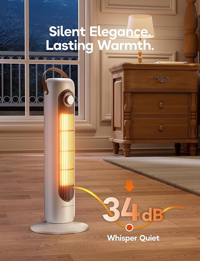 Outdoor Heaters for Patio, 350Sq.ft 1S Heating, 1500W PTC Ceramic Electric Patio Heater, Overheating & Tip-Over Protection, 70° Oscillating Space Heaters for Indoor Use Large Room, 4 Modes, White