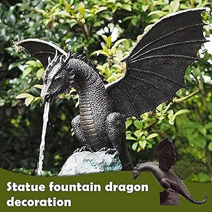 Outdoor Dragon Water Fountain - Spitting Dragon Garden Statue for Koi Ponds, Patios & Water Features (Weatherproof Design)
