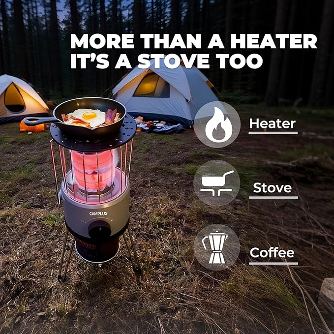 Portable Propane Heater, CAMPLUX 8,500 BTU Outdoor Patio Heater with Safety Tilt Switch and Adjustable Heat, 4.2Lb Light Weight with Storage Bag, Ideal for Camping Tents, Garages, Patio, Fishing Spots