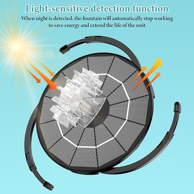 AISITIN 3.5W Solar Fountain Pump Upgraded 2026, DIY Solar Bird Bath Fountain Kit & Built-in 1200mAh Battery & Windmill 9 Nozzles & 3 Fixed Bracket for Bird Bath, Garden, Pond, Courtyard and Outdoor