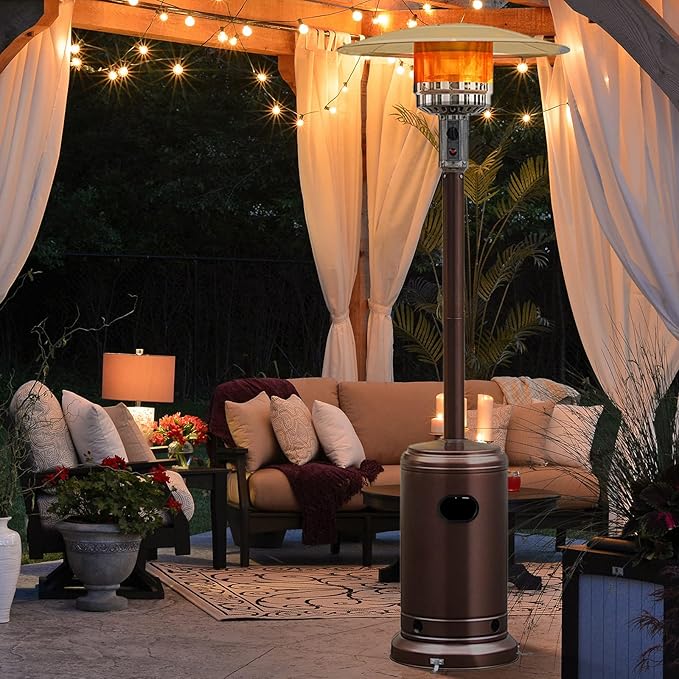 Giantex Patio Heaters for Outdoor Use, 50,000 BTU Propane Outdoor Heaters with Wheels, Outdoor Heat Lamp with Trip-over Protection & CSA Certified for Commercial and Household (Bronze)