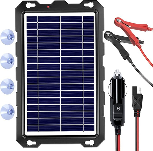 SUNAPEX 12V Solar Battery Charge: 8W Waterproof Portable Solar Panel Kit - Battery Maintainer Trickle Charger - with Upgrade Built in Charge Controller for Car Boat RV Trailer Automotive Motorcycle by SUNAPEX-PASSINGTHEJOY