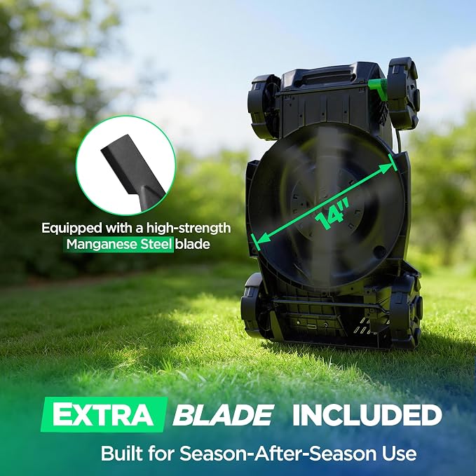 14" Cordless Lawn Mower, 40V Lightweight Push Mower with 2×5.0Ah Battery, Ultra-Quiet Motor for Small Yards, Lawn Care, Backyard Maintenance - Image 8