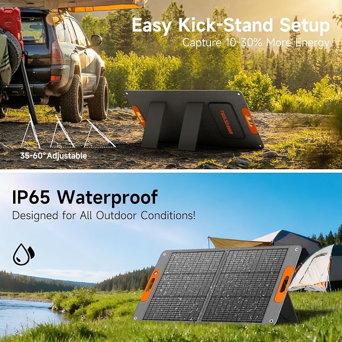 100W Portable Solar Panel for Power Station, 24% High Efficiency ETFE Foldable Solar Panel Charger, QC3.0, Type-C 60W, MC4 Output, IP65 Waterproof, for Outdoor Camping, RV, Emergency Power Supply - Image 5