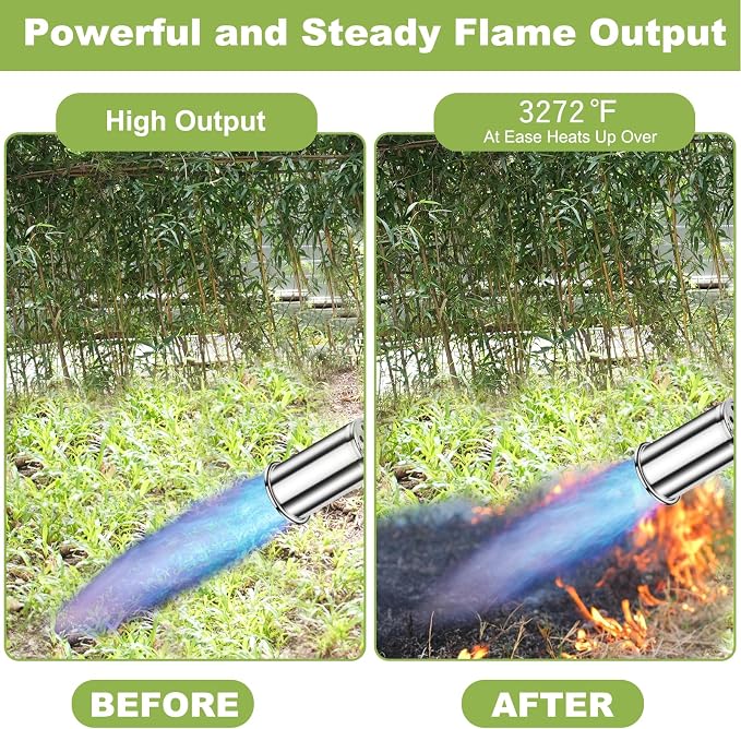 Heavy Duty Propane Weed Burner Torch, 30" Self-Igniting Flame Thrower with Rubber Grip for Garden Weeding, BBQ Lighting, Driveway & Snow Clearing(Fuel Cylinder Not Included) - Image 4