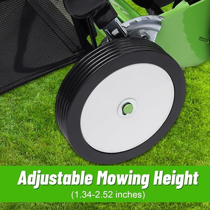 16-Inch 5-Blade Cordless Manual Reel Lawn Mower, Adjustable Cutting Height Manual Reel Mower with Removable Grass Collection Basket, 4 Wheels - Image 4
