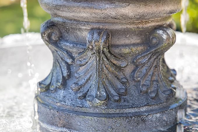 Kenroy Home 51010ZC Ibiza Outdoor Floor Fountain with Gray Finish, Classic Style, 45" Height, 25.5" Width, 25.5" Depth, Zinc