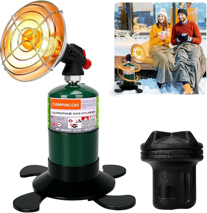 Propane Heater for Camping, Outdoor Space Patio Garage Heaters, Portable Camping Gas Heater with Reinforced Base Propane Gas Tank Holder for Outdoor Camping Hiking Ice Fishing Hunting