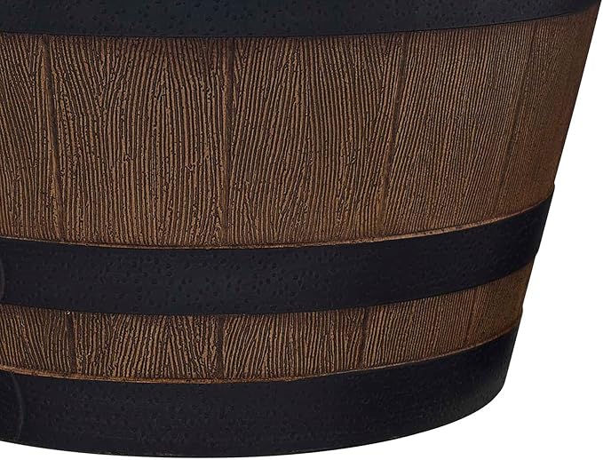Southern Patio 22.25" Whiskey Barrel Outdoor Planter with 3 Bands, Drainage Hole & Plug, 59 qt. Capacity