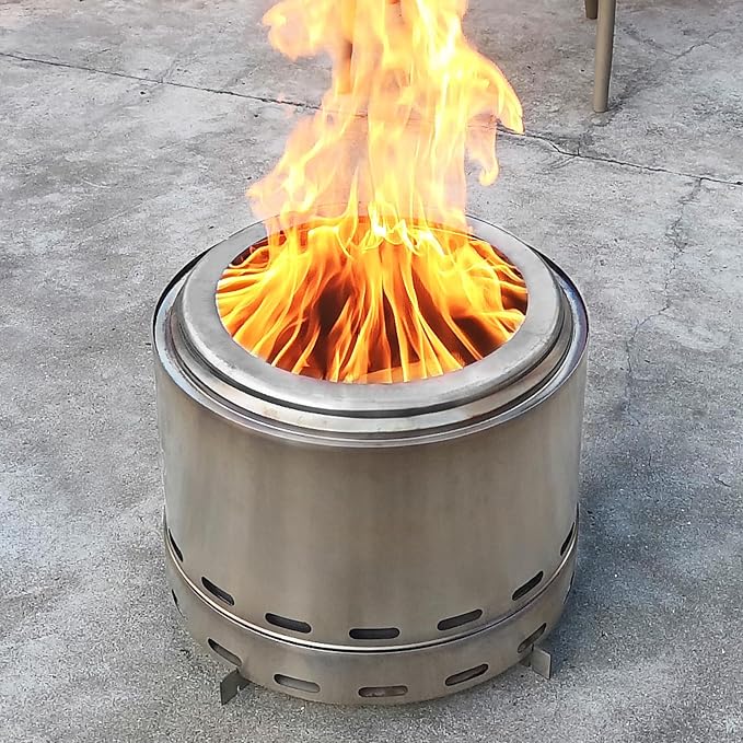 ROOMTEC 15" Smokeless Fire Pit, Portable Wood Burning Firepit with Stand and Bag, Easy Clean Bonfire with Removable Ash Pan, Low Smoke Fireplaces for Camping, Patio and Outside - Image 8