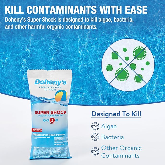Doheny's Super Pool Shock | Pro-Grade Chlorine Shock, Quick-Dissolving, Fast-Acting 68% Cal-Hypo Granular Pool Shock | 24 x 1lb Bags, Proudly Made in the USA - Image 4
