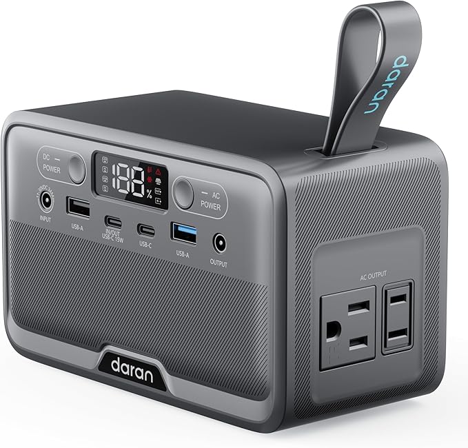 DARAN Portable Power Station 89.6Wh LiFePO4 Battery 100W(200W Peak) Solar Power Bank, Portable Charger Small Generator with AC Outlets & PD Fast Charging for Home/Laptop/Camping(Solar Panel Optional) by DARAN