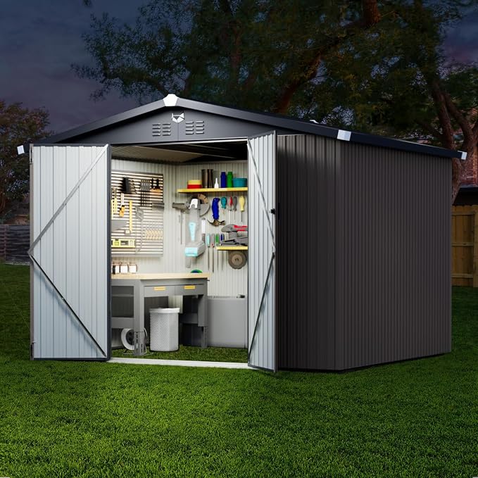 Outdoor Storage Shed 10x8 FT,Metal Tool Sheds,Waterproof Outside Storage Shed,Large Storage Building with Lockable Door - Image 9