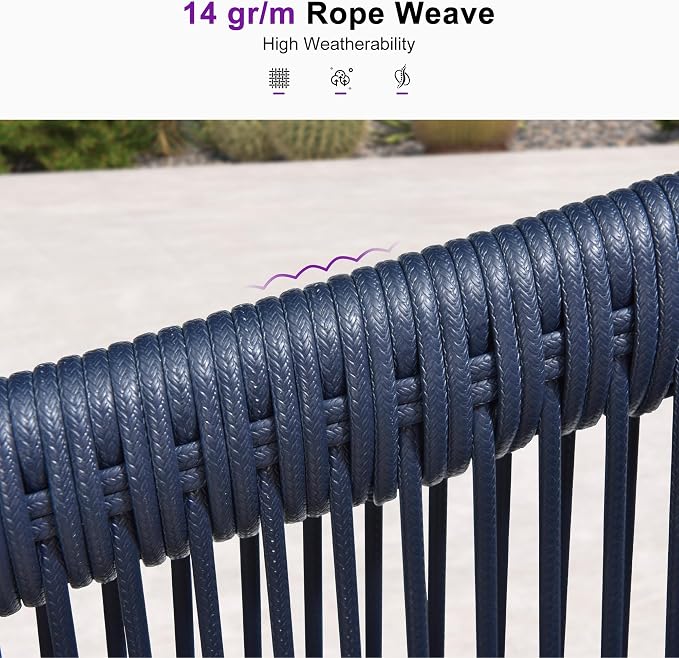 PURPLE LEAF Outdoor Dining Set with Waterproof Furniture Cover 9-Piece All-Weather Patio Set for 8 with Gray Aluminum Table Rope Weave Chairs and Cushions, Gray - Image 4