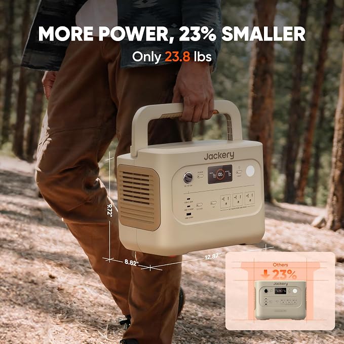 Jackery Explorer 1000 v2 Portable Power Station,1070Wh LiFePO4 Battery,1500W AC/100W USB-C Output, 1 Hr Fast Charge, Solar Generator for Camping,Emergency, RV, Off-Grid Living(Dune White) - Image 3