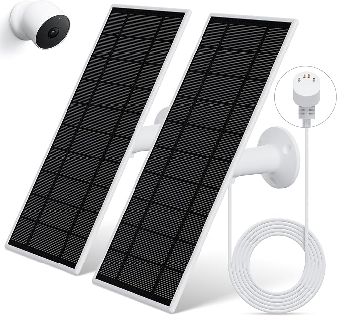 Solar Panel for Google Nest Camera, 2Pack Upgraded Solar Power Charger for Google Nest Cam Indoor & Outdoor(Battery Version), Flexible Solar Panels with IP65 Waterproof 13.1Ft Charging Cable by Loqdivr