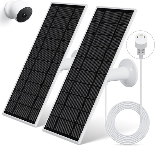 Solar Panel for Google Nest Camera, 2Pack Upgraded Solar Power Charger for Google Nest Cam Indoor & Outdoor(Battery Version), Flexible Solar Panels with IP65 Waterproof 13.1Ft Charging Cable by Loqdivr