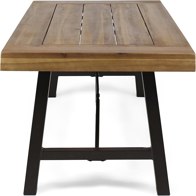 Christopher Knight Home Catriona Outdoor Acacia Wood Coffee Table, Teak Finish / Rustic Metal Brown and Black - Image 5