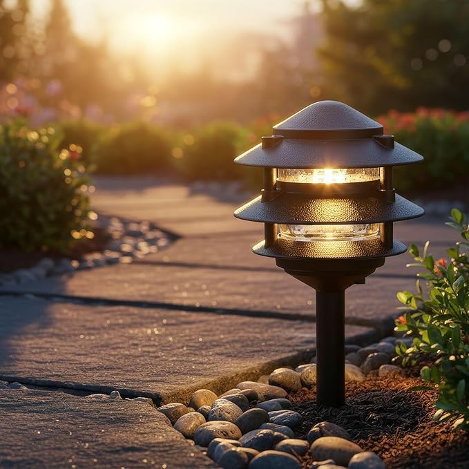 Generation Lighting 9226-12 Single-Light Outdoor Path Fixture with Clear Glass, Black