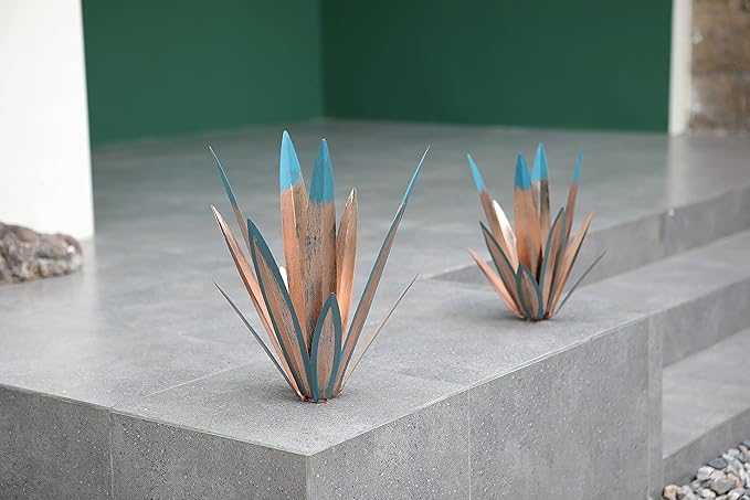 Homight Large Tequila Rustic Sculpture, Rustic Metal Agave Plants for Outdoor Patio Yard, Home Decor Hand Painted Metal Agave Garden Yard Statue, Outdoor Lawn Ornaments (3 Big)