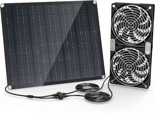 Solar Panel Fan, 30W Solar Fan, Solar Panel Fan kit, Solar Exhaust Fan, Suitable for Small Chicken coops, greenhouses, Sheds, pet Houses, Solar Ventilation Fan, Solar Exhaust Fan by Unknown