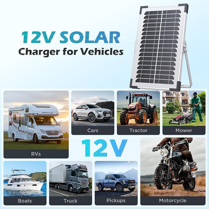15W Solar Battery Maintainer, 2PCS 7.5W 12V Waterproof Solar Battery Charger with Smart Controller, Low-Iron Tempered Glass Solar Panel for 12V LiFePO4 Battery Dump Trailer Automotive Boat - Image 8