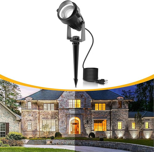 L LOHAS LED 5W Dusk to Dawn Outdoor Lighting, Auto On/Off 6000K Landscape Outdoor Spotlight, IP66 Waterproof Plug in Spot Lights for Yard, Garden, House, Pathway, Plant, UL Listed (1 Pack)