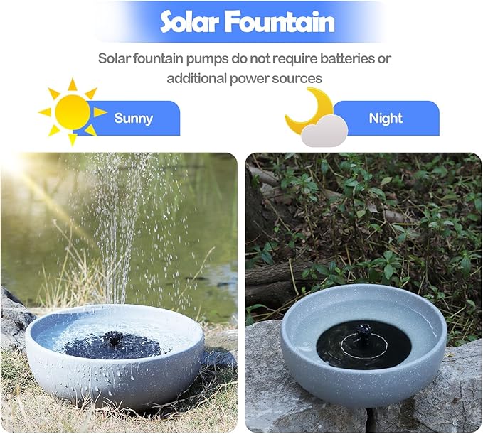 Solar Bird Bath,11.2" Solar Fountain birdbaths for Outdoors,Bird Baths Bubbler,for Garden Patio Terrace Decoration