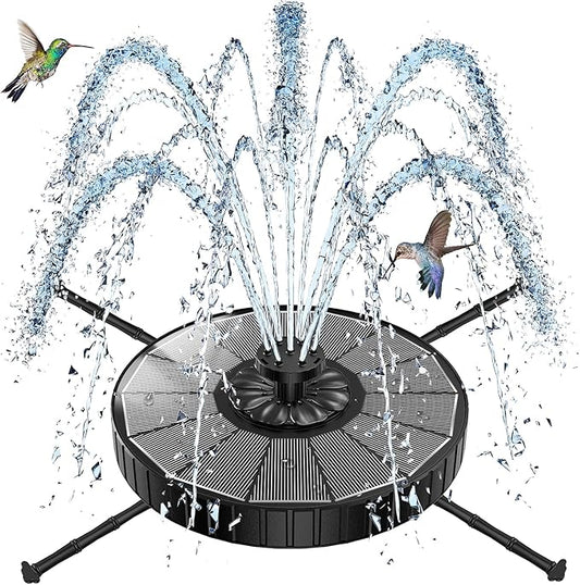 SZMP Solar Fountain with 3 Spray Height, 3.5W Glass Solar Bird Bath Fountain with 4 Adjustable Fixed Rods, and 7 Nozzles, Outdoor Solar Water Fountain Pump for Bird Bath, Garden, Pool, Pond
