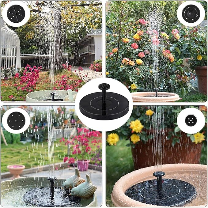 Solar Bird Bath Fountain Pump for Outside,Solar Fountain with 6 Nozzle,Free Standing Floating Solar Powered Water Fountain Pump for Bird Bath, Garden, Pond, Pool, Outdoor 2 Size