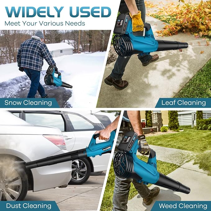 Leaf Blower, Electric Cordless Leaf Blower with 2 Batteries and Charger, 2 Speed Mode, Lightweight Leaf Blowers for Blowing Leaves, Lawn Care, Patio Cleaning and Dust - Image 7
