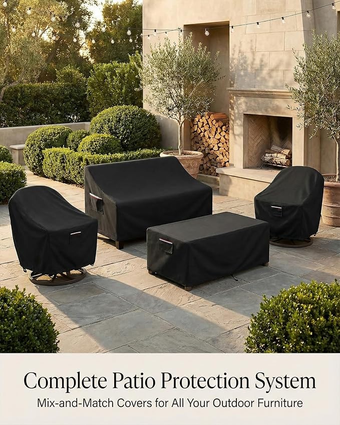 Waterproof Rectangular Patio Coffee Table Cover, 600D Heavy Duty Outdoor Furniture Protection Weather UV Resistant for Patio Furniture Protective Garden Table Cover 36 x 24 x 16 inches,Black - Image 7