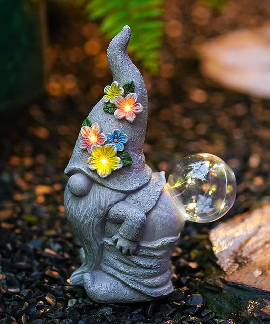 Solar Funny Garden Gnome Statue: Outdoor Sculpture Lights for Yard Lawn Porch Balcony Patio Home Decor - Mothers Day Gifts for Mom Women Grandma