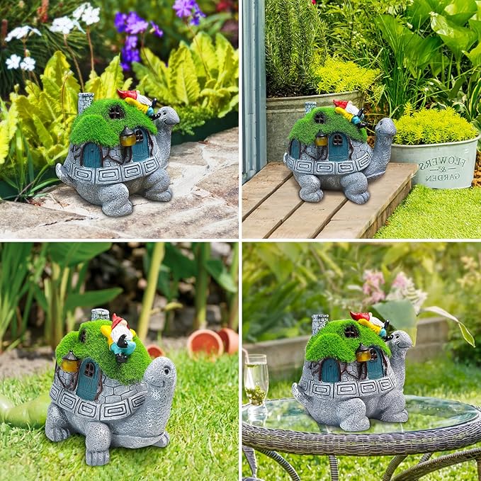 SunGlee Solar Turtles for Outdoors Turtle Solar Light Garden Statue Cute Tortoise Garden Outdoor Decor for Patio Lawn Yard Gifts for Mom Grandma Housewarming Birthday