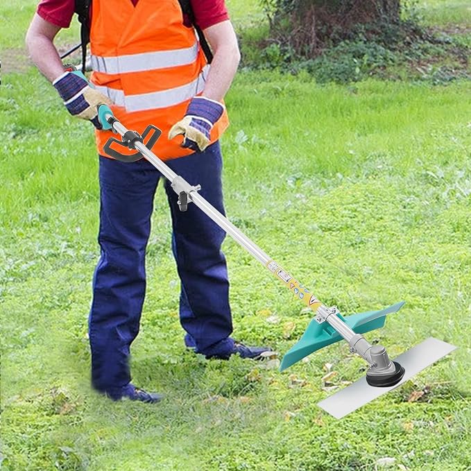 1300W Electric Lithium Battery Lawn Trimmer, Portable Hand-held Shrub Orchard Pruning Machine, Cordless Garden Lawn Mower Strimmer Brushless Motor, Green - Image 4