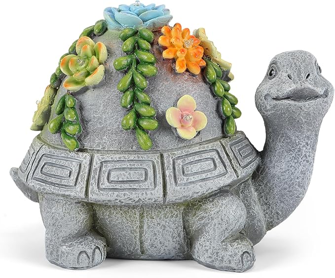 Solar Garden Turtle Decor Outdoor Statue - Turtle with LED Waterproof Sculptures Lights, Cute Pond/Yard Statues Outside Decoration, Home, Lawn, Patio, Resin Animal Ornament, Gardening Gift