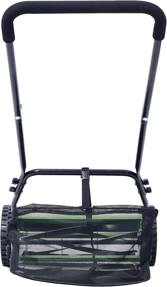 16-Inch 5-Blade Push Reel Lawn Mower with Grass Catcher (Green) - Image 3
