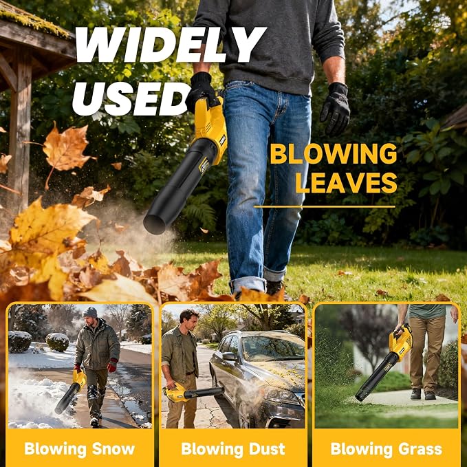 Leaf Blower Cordless, 650CFM Electric Leaf Blowers with 2 x 5.2Ah Batteries and Charger, 3 Speed Modes, 1 x Adjustable Shoulder Strap, Powerful Blowers for Lawn Care, Patio, Dust, Blowing Leaves - Image 7