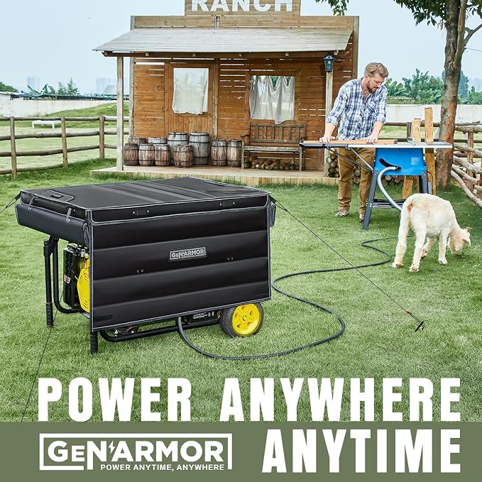 GenArmor Generator Covers While Running, 100% Waterproof Heavy Duty Tarps Generator Tent, Portable Outdoor Generator Enclosure for Most 4000w~13000w Generators, Black, Windproof Kit Version - Image 5