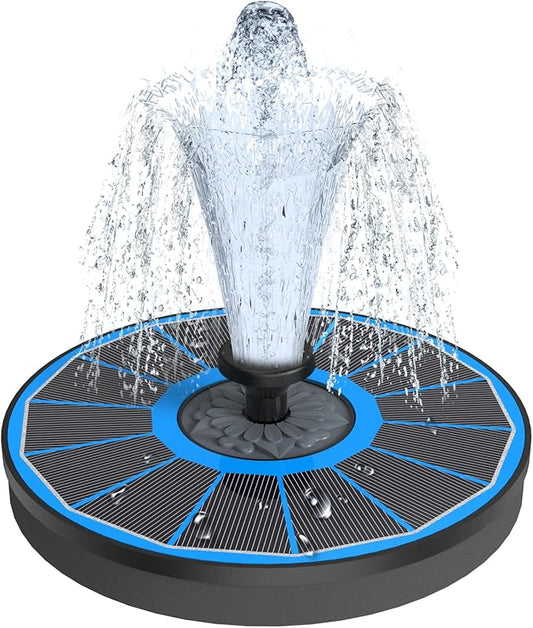 Yzert Solar Fountain for Bird Bath Direct Sunlight High Efficiency 3.5W Glass Panel Solar Water Fountain Outdoor Garden Flower (Blue)