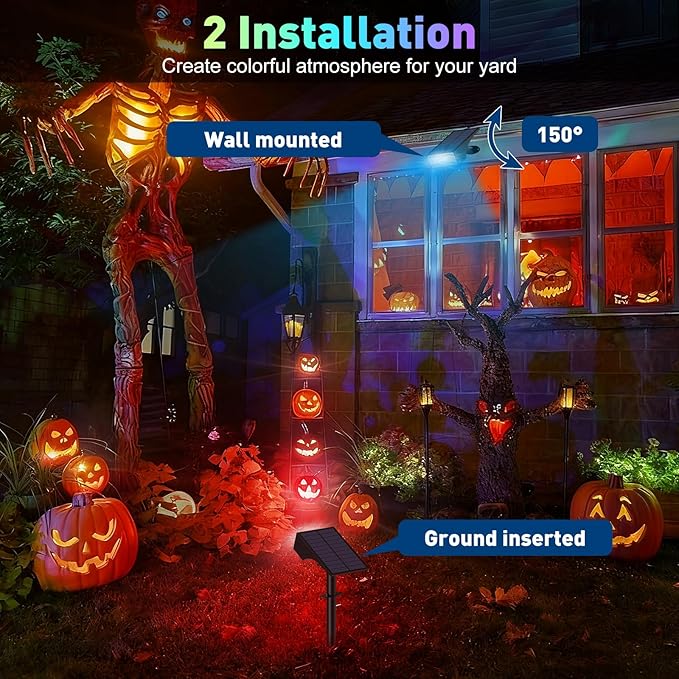 Solar Color Changing RGB Spot Lights Outdoor, 10 Pack/7 Lighting Modes Multicolor Outdoor Lights for Yard Waterproof IP68, Halloween Christmas Solar Landscape Powered Lights Garden Pathway